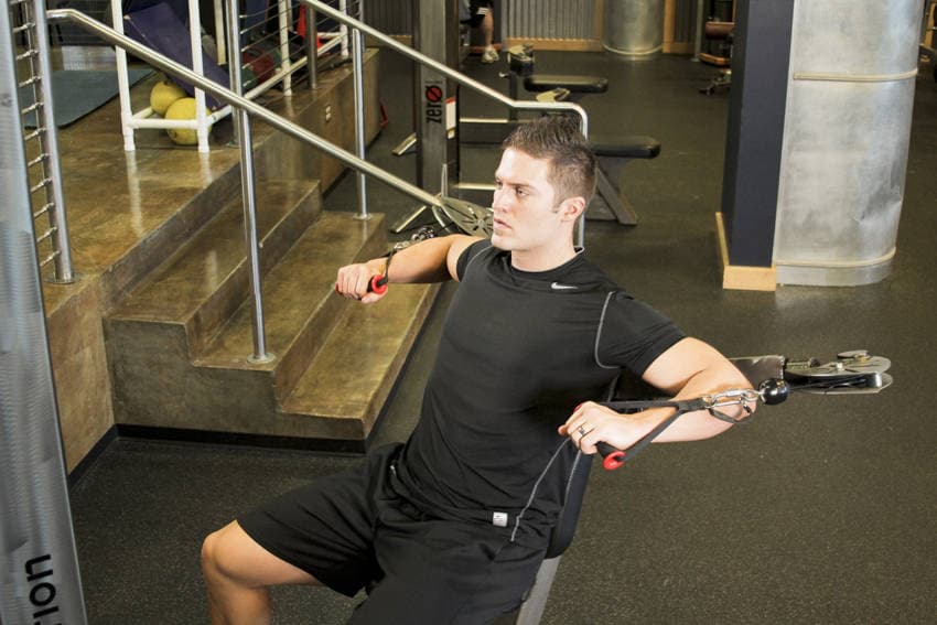Cable Chest Press starting position