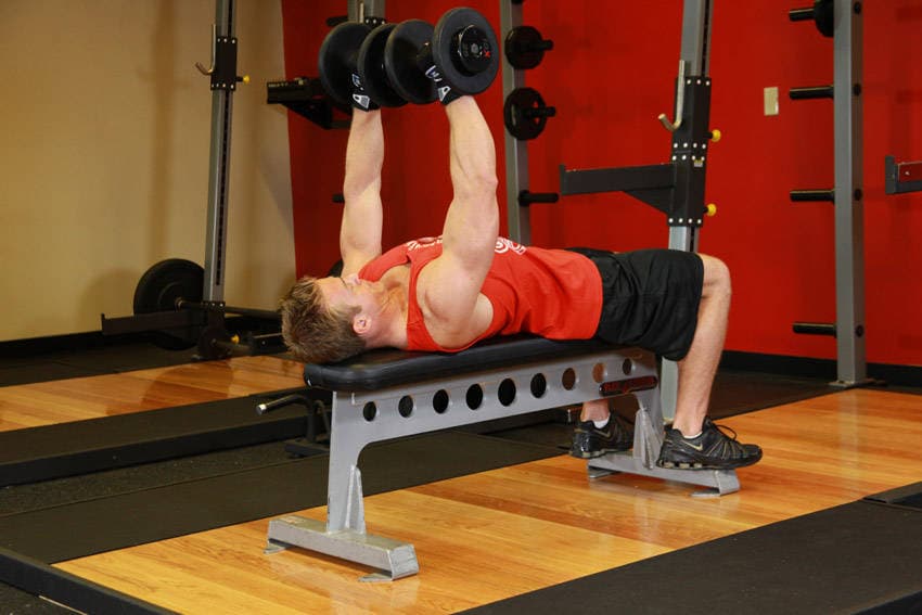 Dumbbell Bench Press finishing position