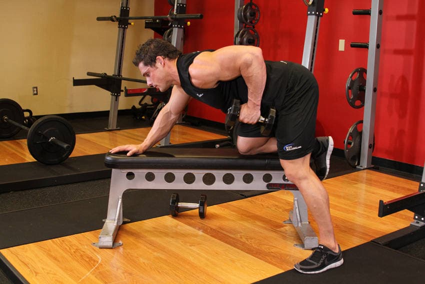 Dumbbell One-Arm Row finishing position
