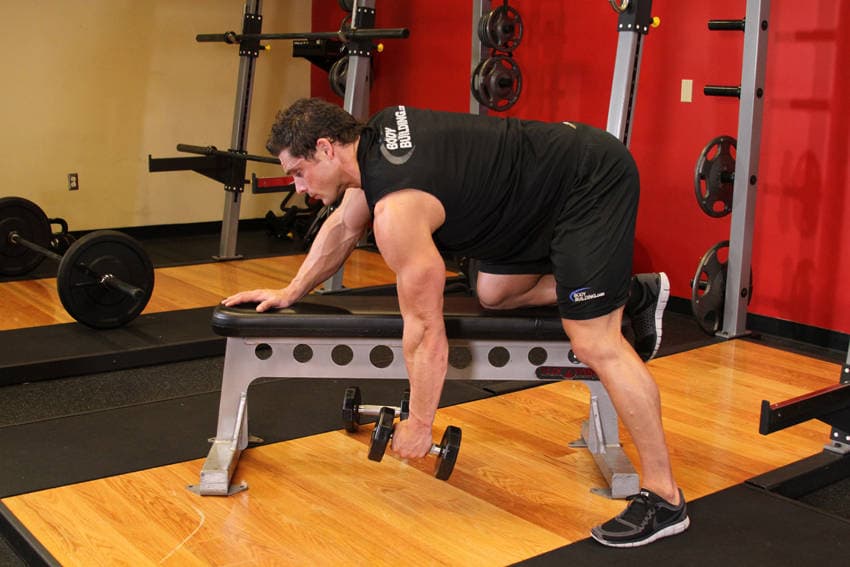 Dumbbell One-Arm Row starting position