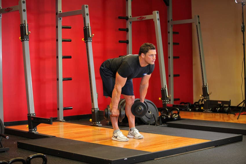 Dumbbell Romanian Deadlift finishing position