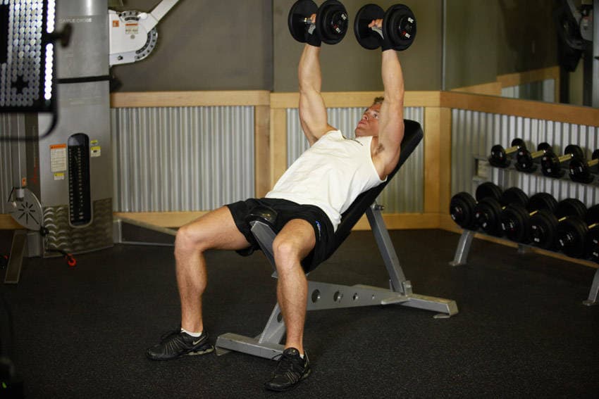 Incline Dumbbell Press finishing position