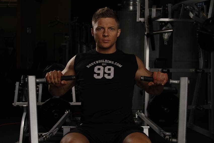 Plate-Loaded Chest Press starting position